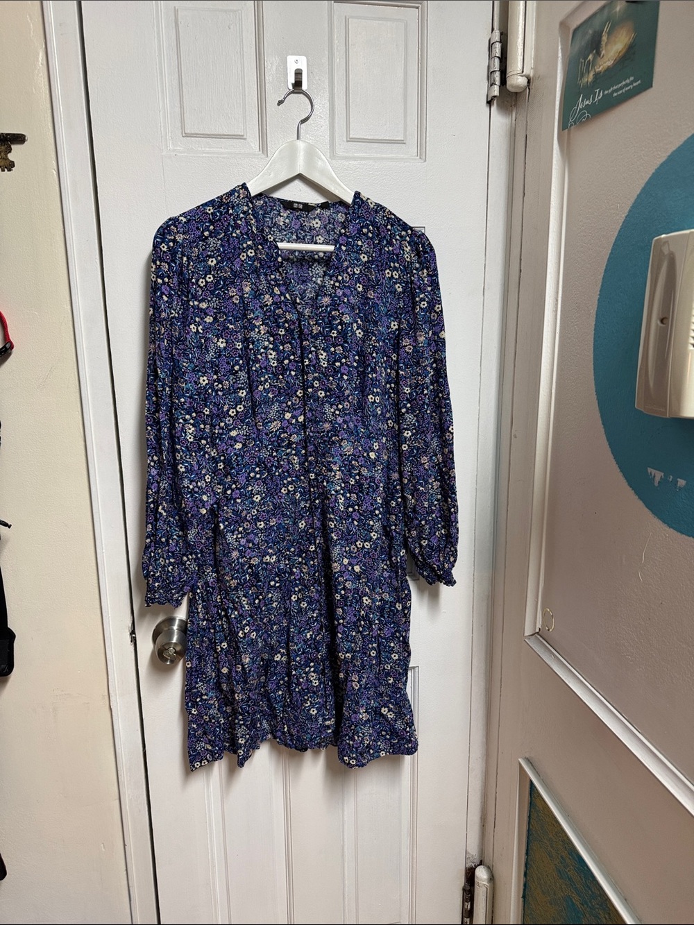 Uniqlo Navy and Purple Floral Dress
